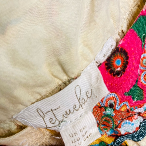 Anthropologie Let Me Be Vibrant Geo Abstract Floral Ric Rac Sleeveless Top 2 S - Picture 7 of 10